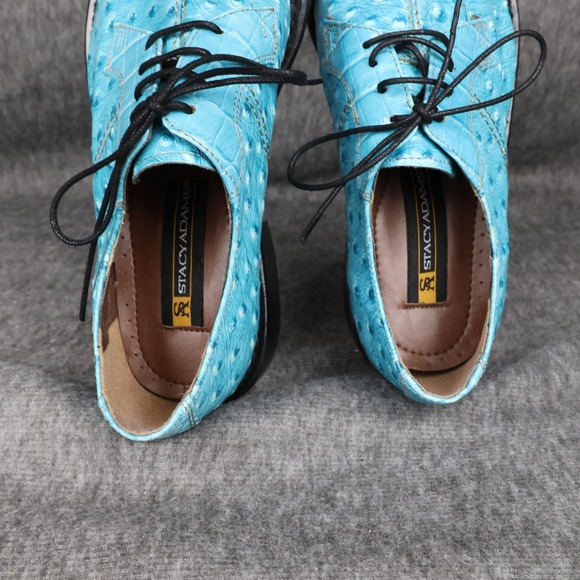 Stacy Adams Shoes Mens Size 7 Blue Ostrich Print Leather Derby Dress 26228 main image 5